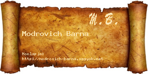 Modrovich Barna névjegykártya
